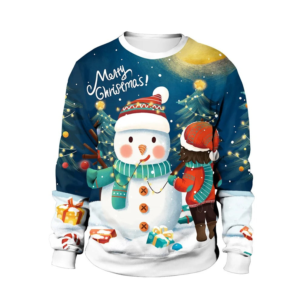 Ugly christmas sweater for men with crew neck and festive print