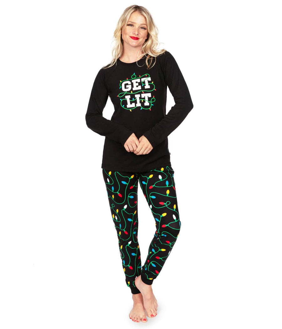 Christmas pajamas for women with long sleeve top and jogger pants
