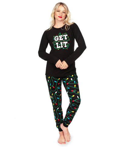 Christmas pajamas for women with long sleeve top and jogger pants